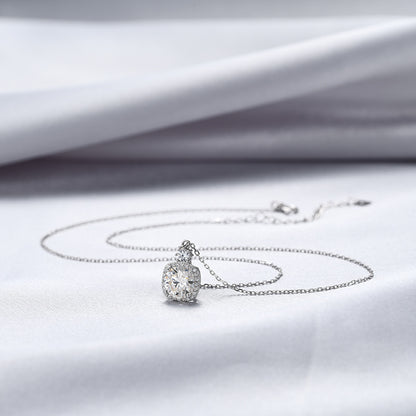 925 Sterling Silver 2 Karat Moissanite Necklace For Women