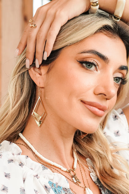 Gold Geometric Hollow Out Drop Earrings