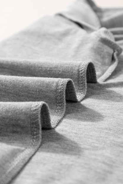 Gray Contrast Trim V-Neck Loose Fit Tank Top