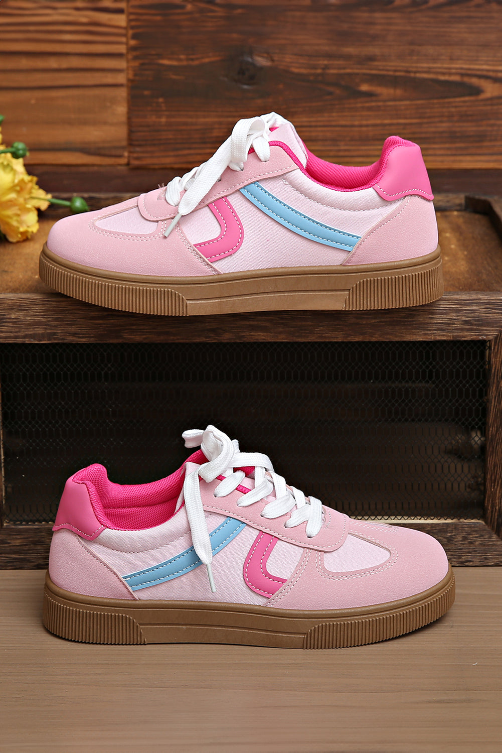 White Faux Leather Lace Up Flat Sneakers